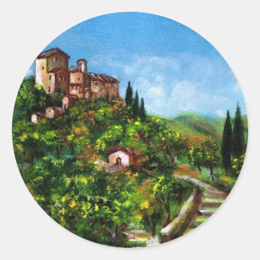 STICKER ROND PAYSAGE TOSCANE 3 (Devant)
