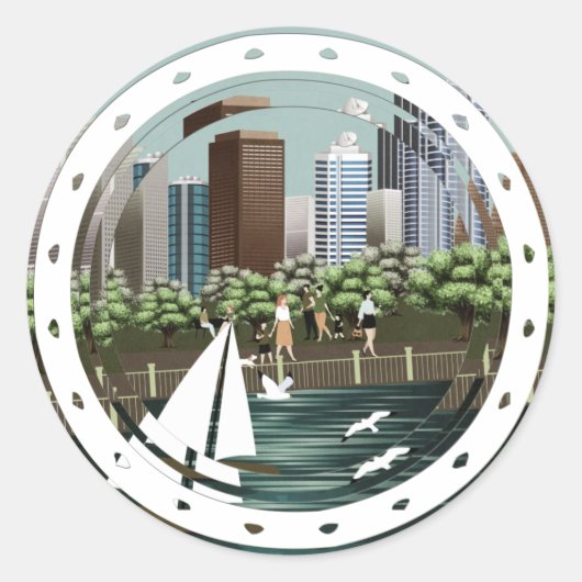 Sticker Rond Paysage urbain (Devant)