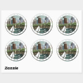 Sticker Rond Paysage urbain (Feuille)
