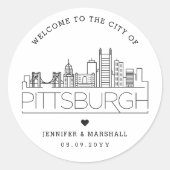 Sticker Rond Paysage urbain de Pittsburgh | Cadeau de bienvenue (Devant)