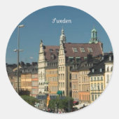 Sticker Rond paysage urbain de Suède (Devant)