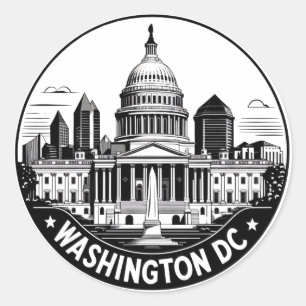 Sticker Rond Paysage urbain de Washington DC