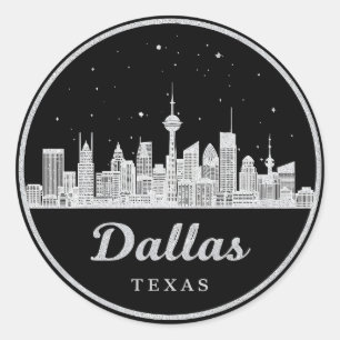 Sticker Rond Paysage urbain en noir et blanc de la ligne d'hori