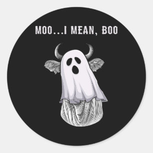 Sticker Rond Paysan De Vache Effrayant Halloween Ghost Funny Mo