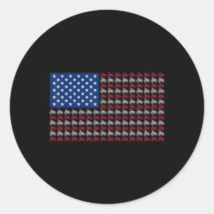 Sticker Rond Paysan patriotique 4 juillet Drapeau américain Usa