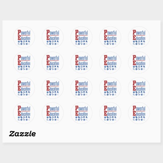 Sticker Rond PE Puissant Enseignant PE (Feuille)