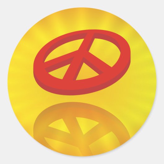 Sticker Rond Peace 3D / reflexion | radiale jaune (Devant)
