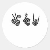 Sticker Rond Peace And Roll Skeleton Mains Classique (Devant)