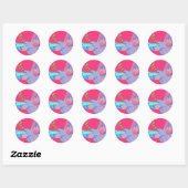 Sticker Rond Peace colombe Pop art en rose vif (Feuille)