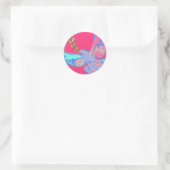 Sticker Rond Peace colombe Pop art en rose vif (Sac)