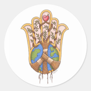 Sticker Rond peace_hamsa