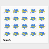Sticker Rond Peace Heart Love I Stand With Ukraine Button Class (Feuille)