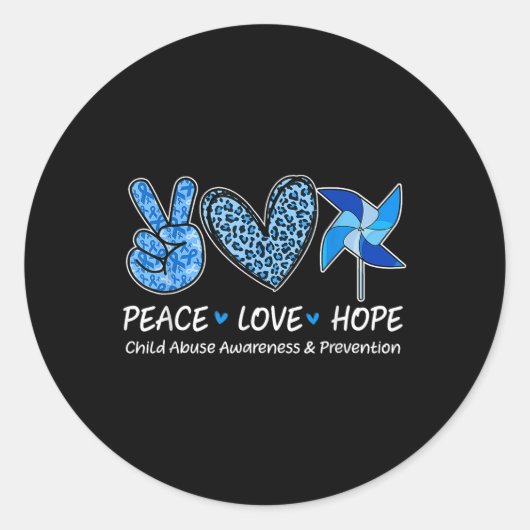 Sticker Rond Peace Hope Love Child Abuse Awareness Pinwheel (Devant)