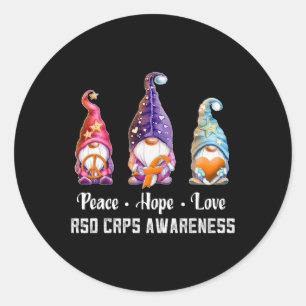 Sticker Rond Peace Hope Love Gnomes RSD RCPS Sensibilisation