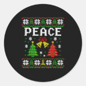 Sticker Rond Peace I Come In Peace Couple Matching Ugly Christm (Devant)