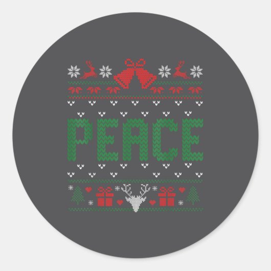 Sticker Rond Peace I Come In Peace Couple Matching Ugly Christm (Devant)