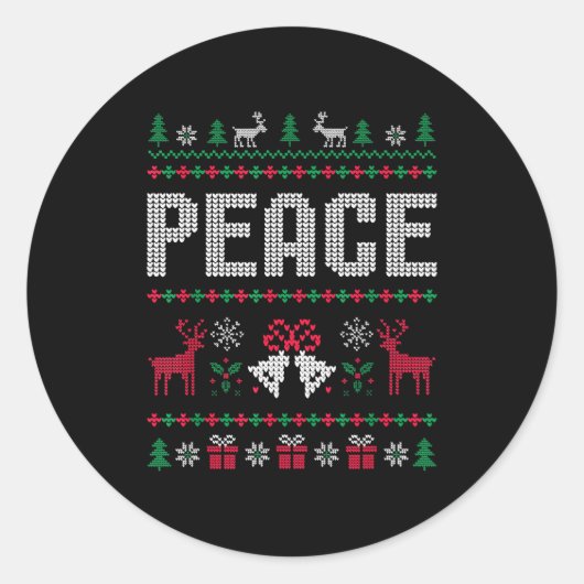 Sticker Rond Peace I Come In Peace Matching Couple Ugly Merry C (Devant)