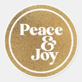 Sticker Rond Peace & Joy Gold et White (Devant)