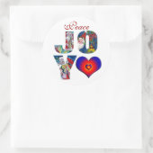 STICKER ROND PEACE JOY LOVE MUSICAL PÈRE NOËL XMAS CLASSI (Sac)