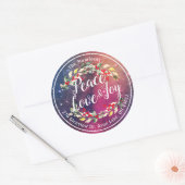 Sticker Rond Peace Joy & Love Noël Bonne année Adresse (Enveloppe)