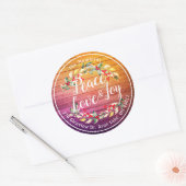 Sticker Rond Peace Joy & Love Noël Bonne année Adresse (Enveloppe)