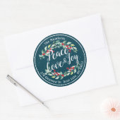 Sticker Rond Peace Joy & Love Noël Bonne année Adresse (Enveloppe)