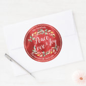 Sticker Rond Peace Joy & Love Noël Bonne année Adresse (Enveloppe)