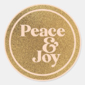 Sticker Rond Peace & Joy Or et rose (Devant)