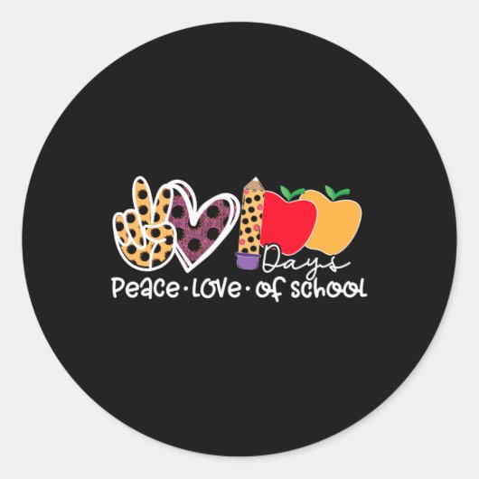 Sticker Rond Peace Love 100 Jours D'École (Devant)