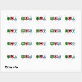 Sticker Rond Peace Love Anniversaire (Feuille)