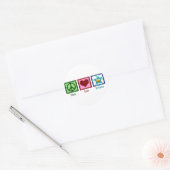 Sticker Rond Peace Love Anniversaire (Enveloppe)