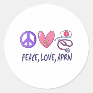 Sticker Rond Peace Love APRN