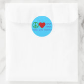 Sticker Rond Peace Love Aquarius Produits (Sac)
