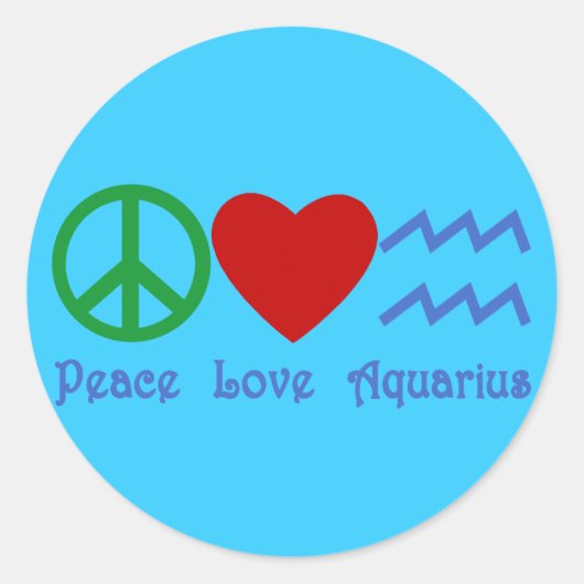 Sticker Rond Peace Love Aquarius Produits (Devant)