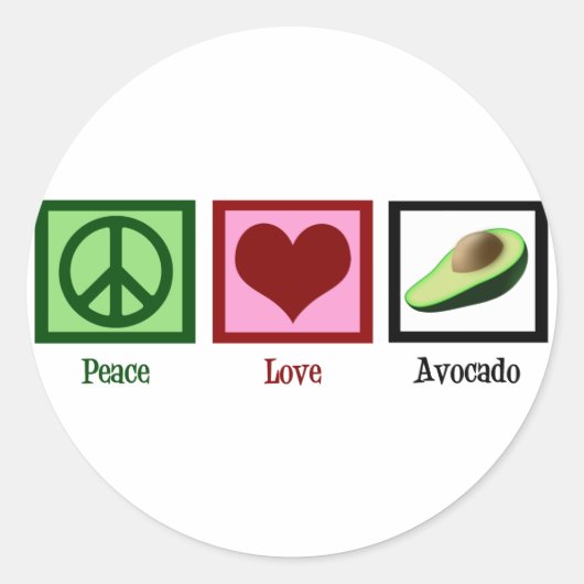 Sticker Rond Peace Love avocat (Devant)