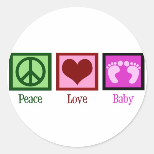 Sticker Rond Peace Love Baby Girl (Devant)