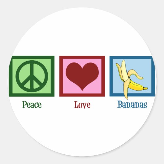 Sticker Rond Peace Love Bananas (Devant)