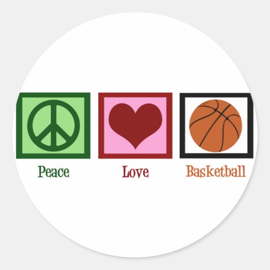 Sticker Rond Peace Love Basket (Devant)