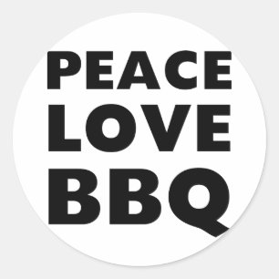 Sticker Rond Peace Love BBQ