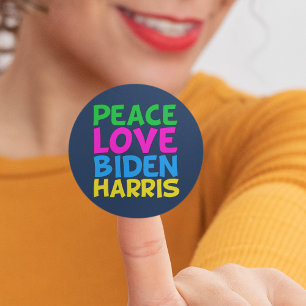 Sticker Rond Peace Love Biden Harris