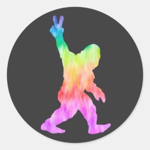 Sticker Rond Peace Love Bigfoot