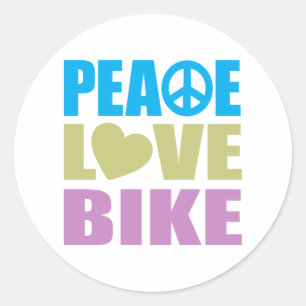 Sticker Rond Peace Love Bike