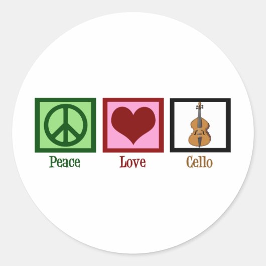 Sticker Rond Peace Love Cello (Devant)