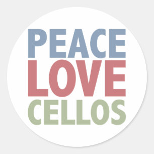 Sticker Rond Peace Love Cellos