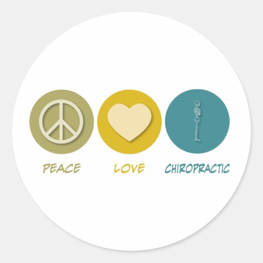 Sticker Rond Peace Love Chiropractic (Devant)