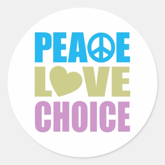 Sticker Rond Peace Love Choice (Devant)