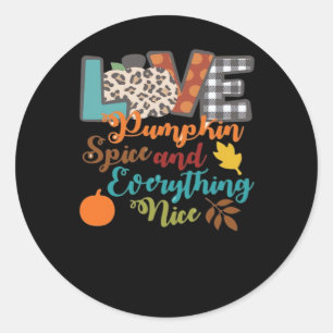 Sticker Rond Peace Love Citrouille - Love Spice And Everything 
