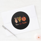Sticker Rond Peace Love Citrouille Thanksgiving Heart Fall (Enveloppe)
