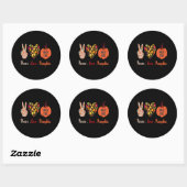 Sticker Rond Peace Love Citrouille Thanksgiving Heart Fall (Feuille)