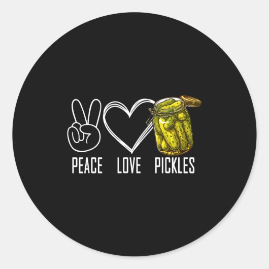 Sticker Rond Peace Love Ckles Retro Jar Of Sliced Ckles Funny F (Devant)